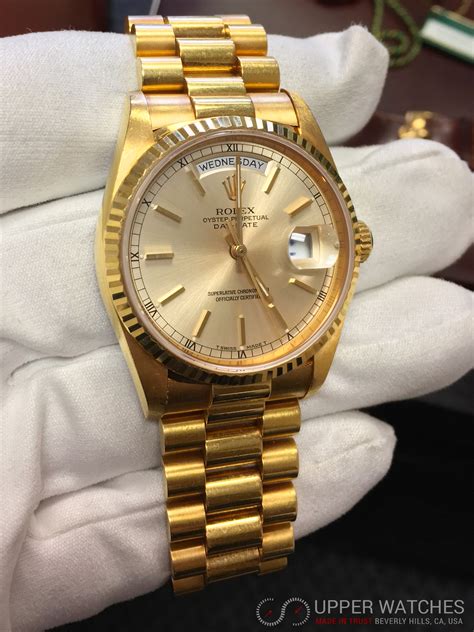 mens used classic gold day date rolex president for sale|rolex presidential 18k solid gold.